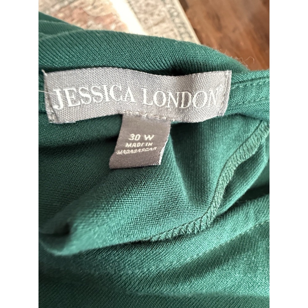 Jessica London Plus Size 30W Green Double V Maxi Dress 3/4 Sleeve Stretch - Picture 3 of 3